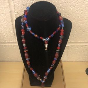 Vintage mix glass/wedding cake beaded long strand necklace. SOLD